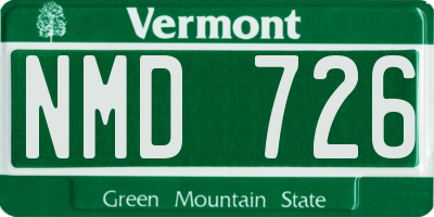 VT license plate NMD726