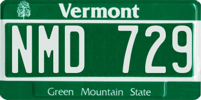 VT license plate NMD729