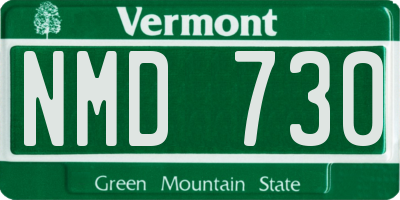 VT license plate NMD730