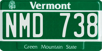 VT license plate NMD738