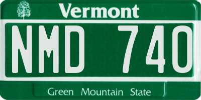 VT license plate NMD740