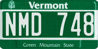 VT license plate NMD748