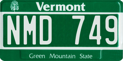 VT license plate NMD749