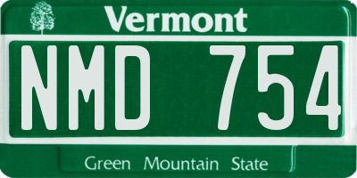 VT license plate NMD754