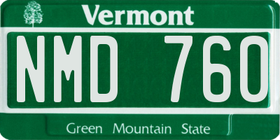 VT license plate NMD760