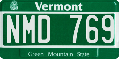 VT license plate NMD769