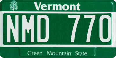 VT license plate NMD770