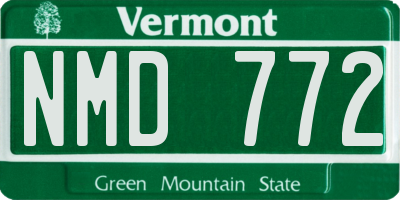 VT license plate NMD772