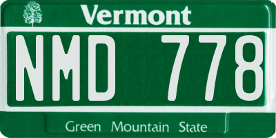 VT license plate NMD778