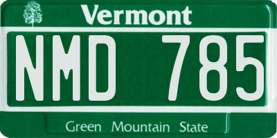 VT license plate NMD785