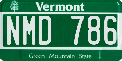 VT license plate NMD786