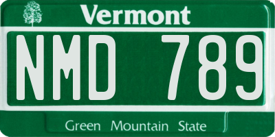VT license plate NMD789