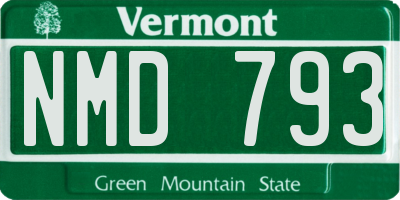 VT license plate NMD793