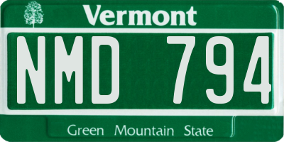 VT license plate NMD794