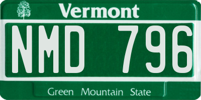 VT license plate NMD796