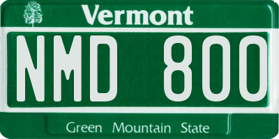 VT license plate NMD800