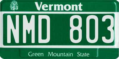 VT license plate NMD803