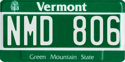 VT license plate NMD806