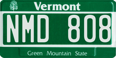 VT license plate NMD808