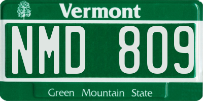 VT license plate NMD809