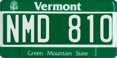 VT license plate NMD810