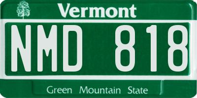 VT license plate NMD818