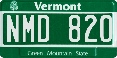 VT license plate NMD820