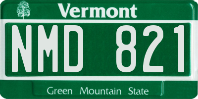 VT license plate NMD821