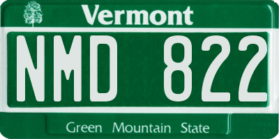 VT license plate NMD822