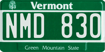 VT license plate NMD830