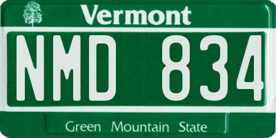 VT license plate NMD834