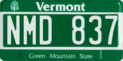 VT license plate NMD837