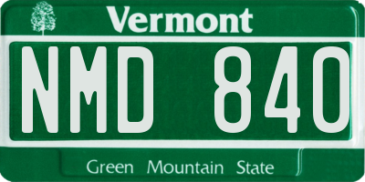 VT license plate NMD840