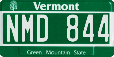 VT license plate NMD844