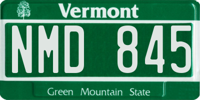 VT license plate NMD845