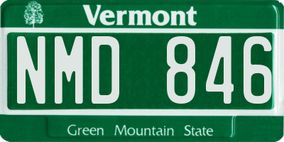 VT license plate NMD846