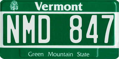 VT license plate NMD847