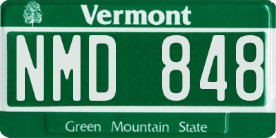 VT license plate NMD848