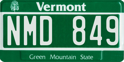 VT license plate NMD849