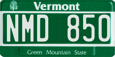 VT license plate NMD850