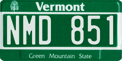 VT license plate NMD851
