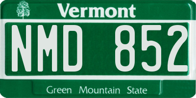 VT license plate NMD852