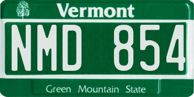 VT license plate NMD854