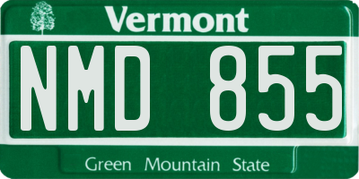 VT license plate NMD855