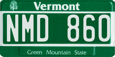 VT license plate NMD860