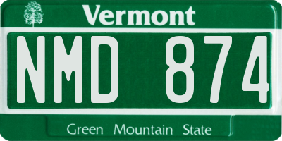 VT license plate NMD874