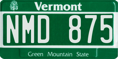 VT license plate NMD875