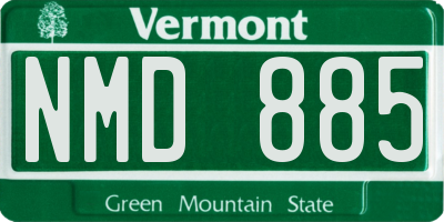 VT license plate NMD885