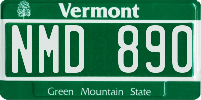VT license plate NMD890