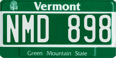 VT license plate NMD898